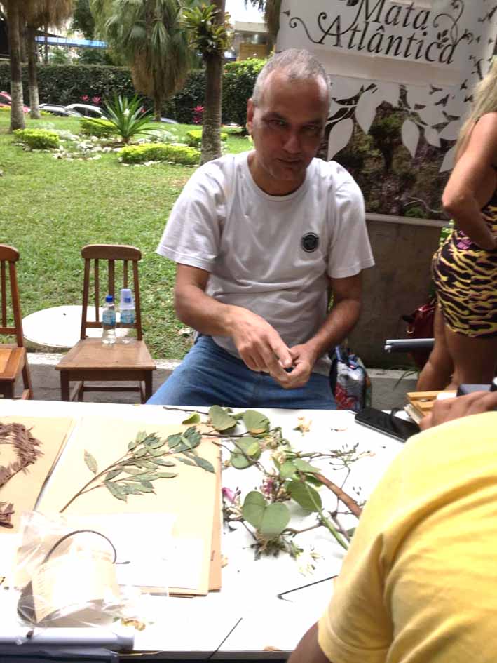 Prof. Sebastião Neto, curador do Herbarium Bradeanum, mostra o processo de herborização.